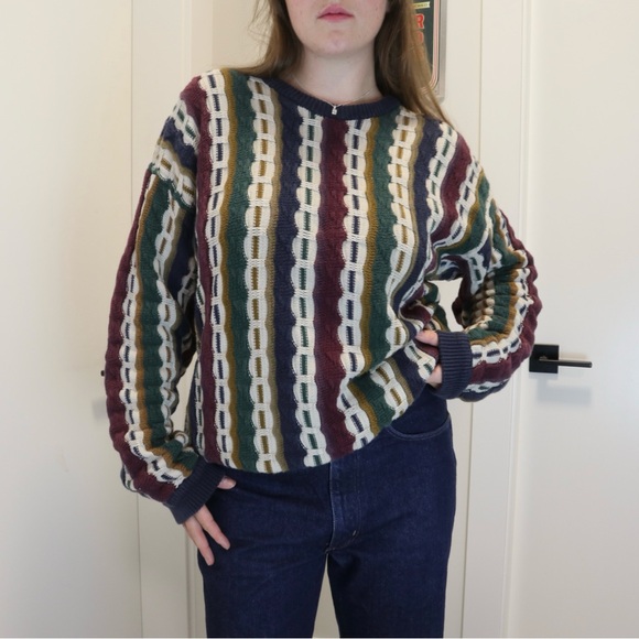 Vintage 90s 3D Knit Sweater - Picture 1 of 5